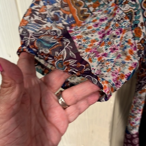 Pure Energy Floral Blouse Boho Sheer Large - Picture 4 of 10